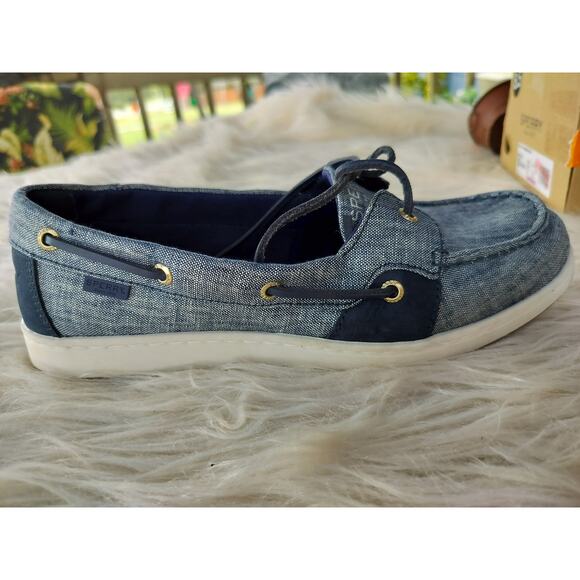 3917) Sperry Woman Fish1-eye Chambray Navy Top Sider Boat Shoes Size US 8.5 - Picture 1 of 7
